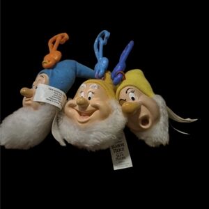 Disney Dwarf Plush Clip-On Trio with Blue, Yellow & Orange Hats